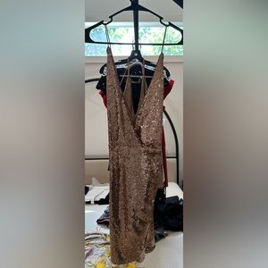 Gold Sequined Mini Dress